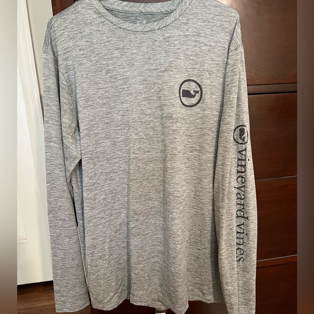 NWT Men’s Vineyard Vines Gray/Black Long-Sleeved Performance Tee, Sz Md